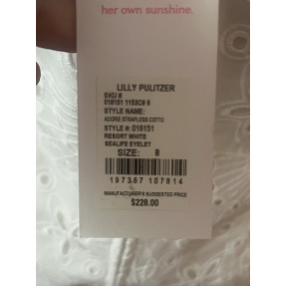 Lilly Pulitzer Adorie White Strapless Eyelet Dress Resort Beach Cruise New 8 - Picture 5 of 8